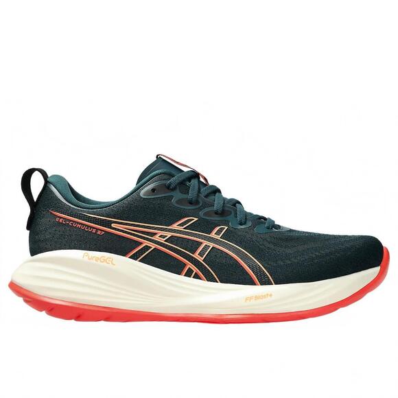 NEW ASICS men's gel-cumulus 27 running shoes in saxon green/coral reef